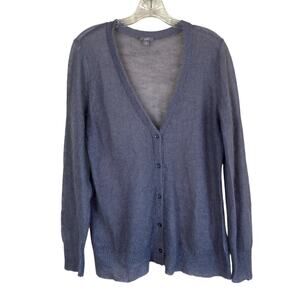 J. Jill Sz M Gossamer Loose Knit Mohair Wool Cardigan Grey Minimalist Delicate